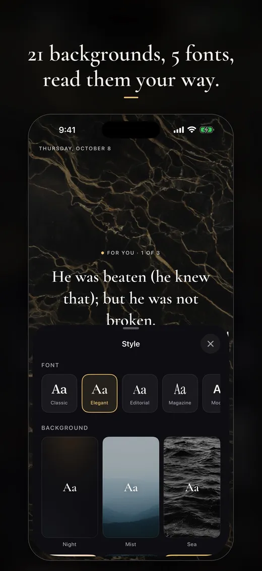 Twenty one backgrounds and five fonts